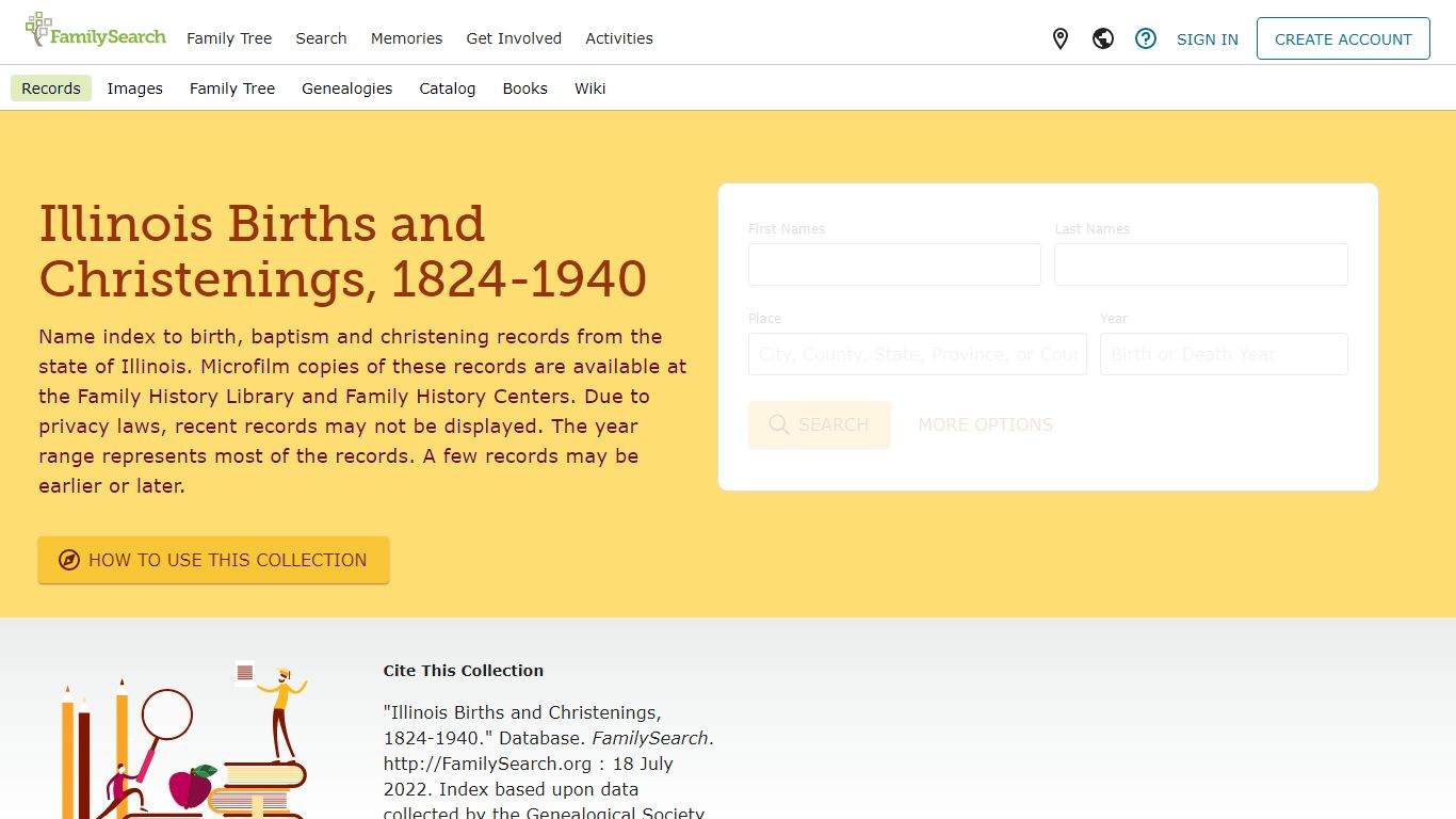 Illinois Births and Christenings, 1824-1940 • FamilySearch